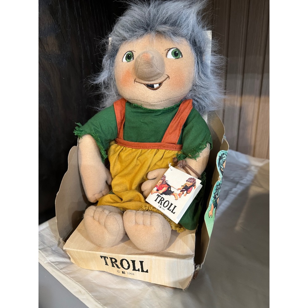 Vintage 1994 Petter W Eckhoff Norwegian Troll Plush Doll with Original Tag Box